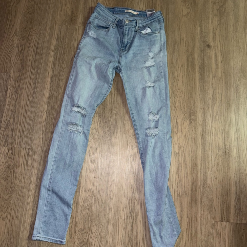 Levi's Light Blue Ripped‎ Skinny Jeans